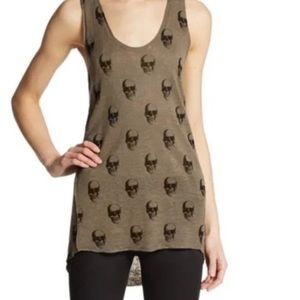 Skull Cashmere Army Green Linen Tanks Top Size Medium